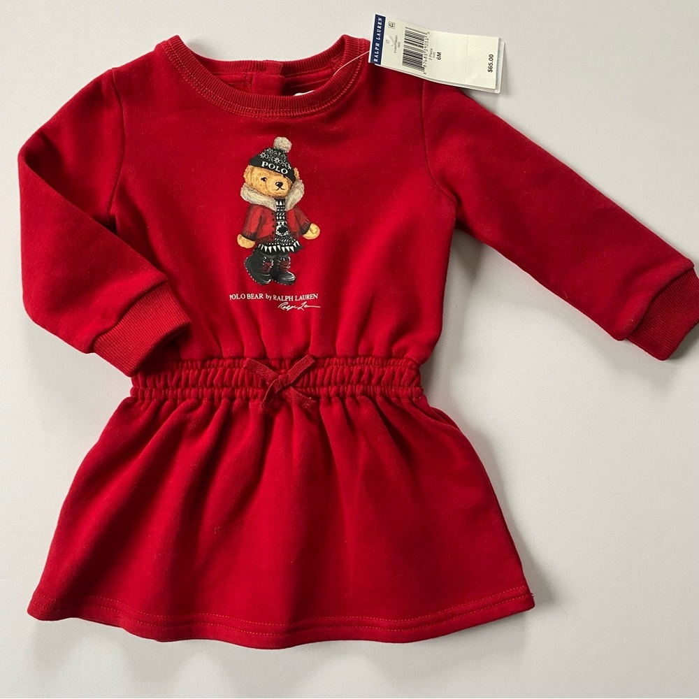 Polo Ralph Lauren Polo Bear Dress 6 Months Red Fleece New NWT Winter Boots coat